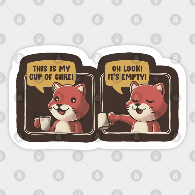 Cup of Care - Funny Ironic Cat Gift Sticker by eduely